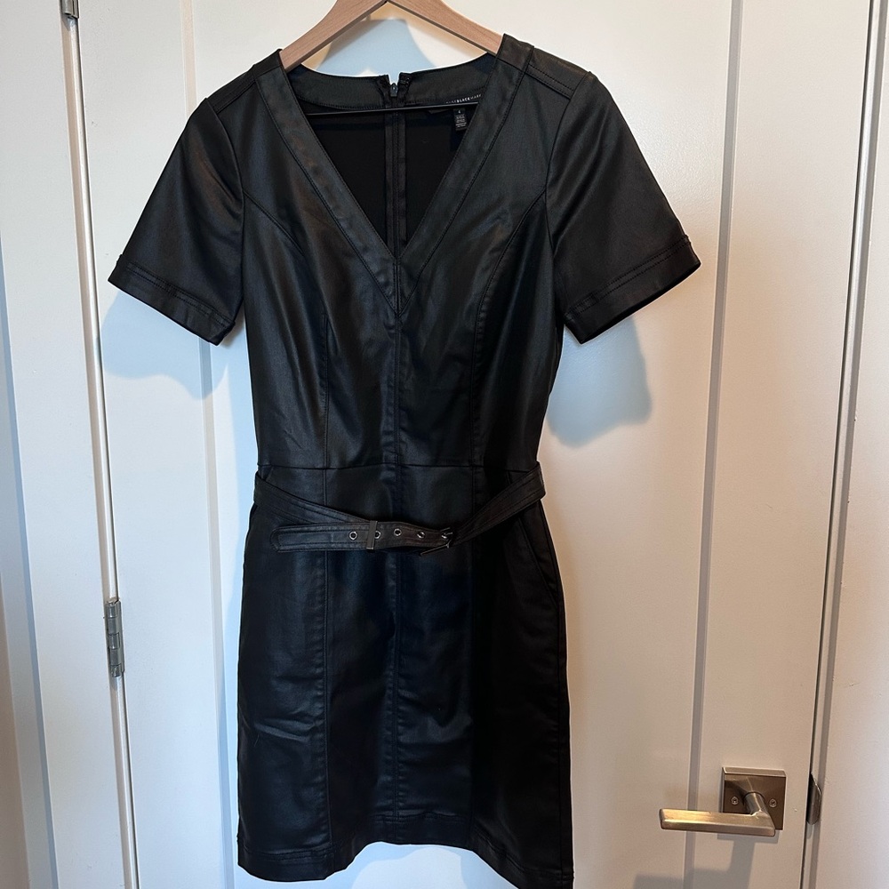 White House Black Market Black Faux Leather Mini Dress